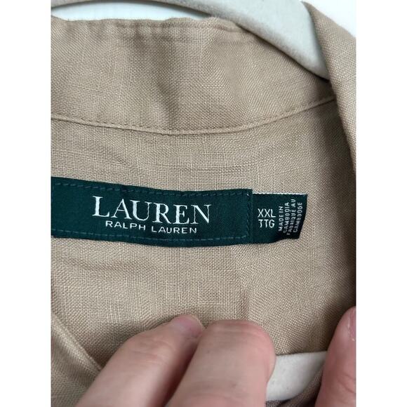 Lauren Ralph Lauren Men's Tan Linen Long Sleeve Button Up Dress Shirt Size 2XL - Picture 2 of 7